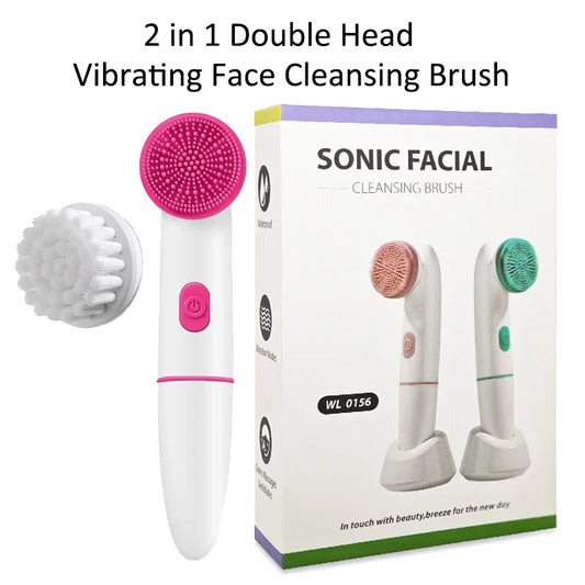 Cepillo Facial Eléctrico de Silicona 2 en 1 – Limpieza Profunda y Masaje Facial